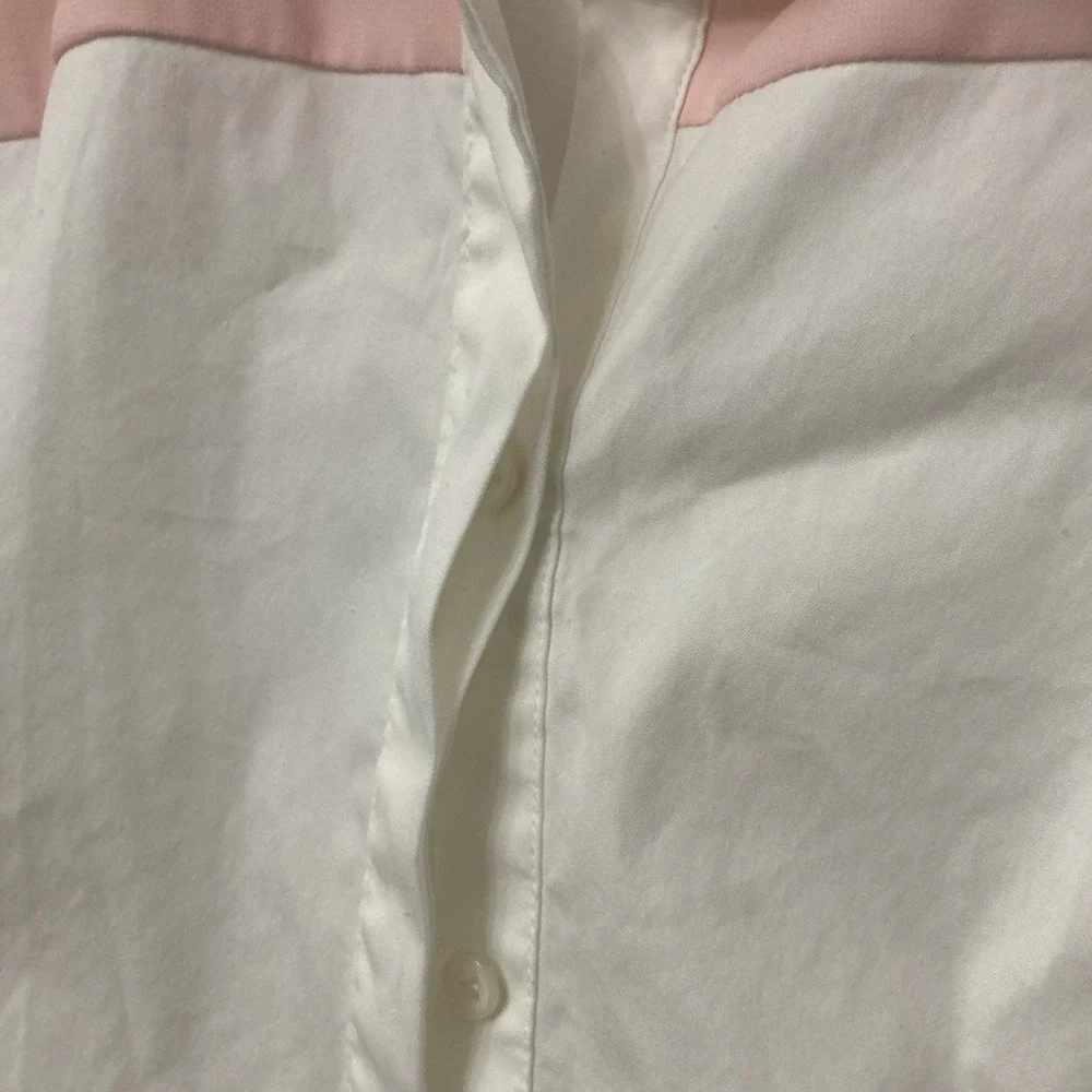 Lafayette‎ 148 White Long Sleeve Button-Up w/Pink Accents on Yoke & Wrist - SZ 8 - Picture 4 of 11
